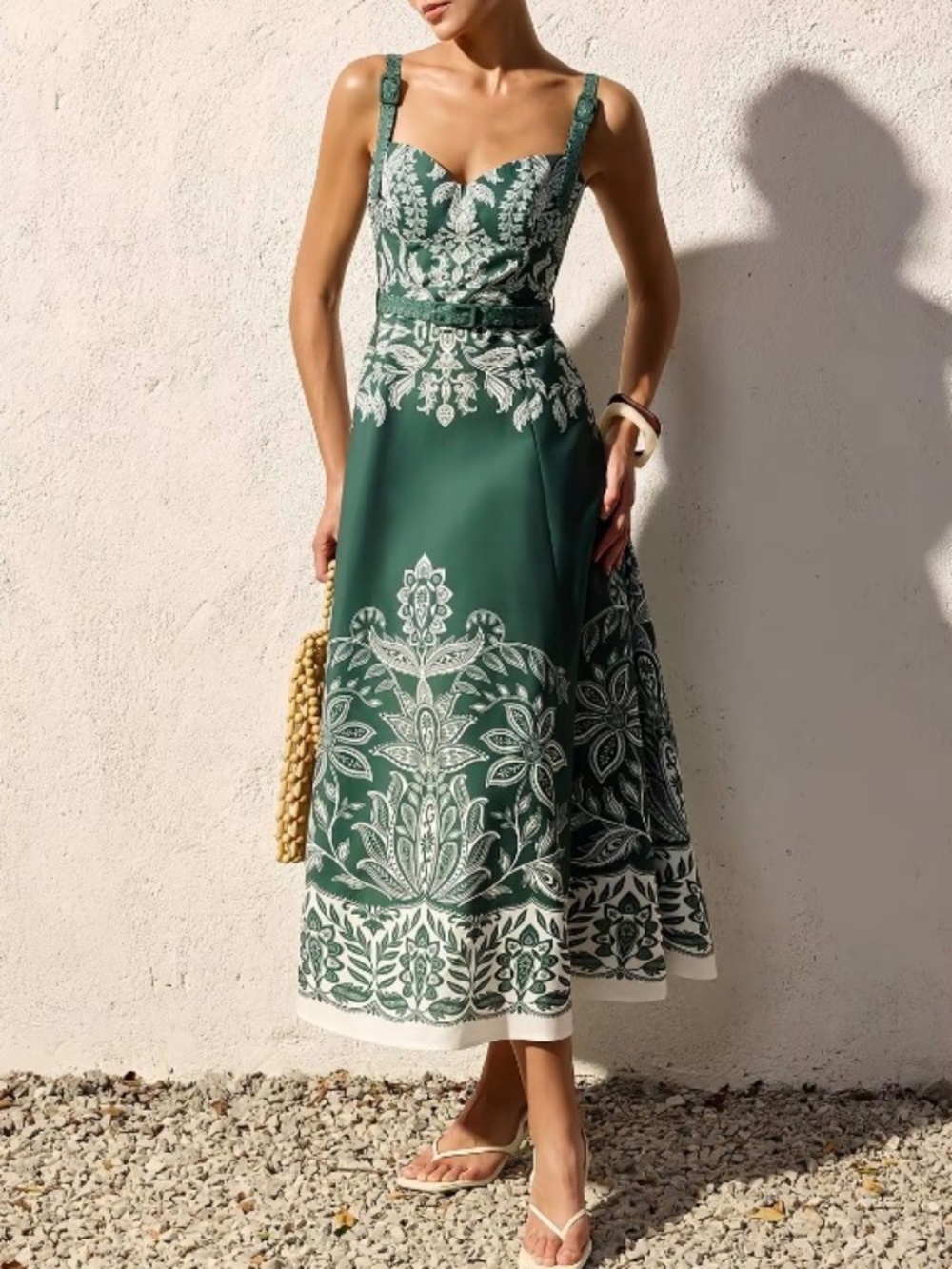 COMMENSE Belted Cami Maxi
